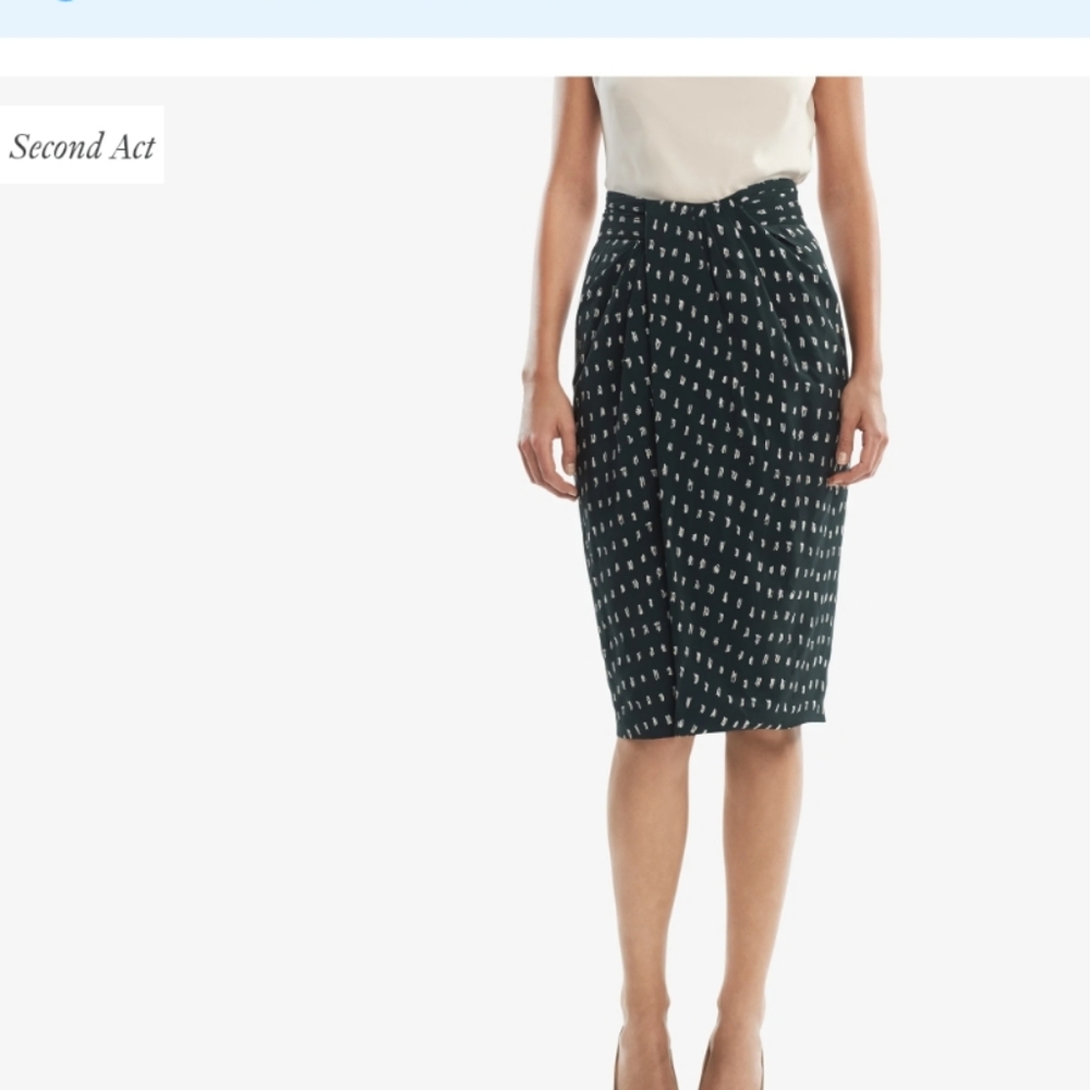 MM Lafleur Lenox Skirt In Swipe Print (Forest Green) 16